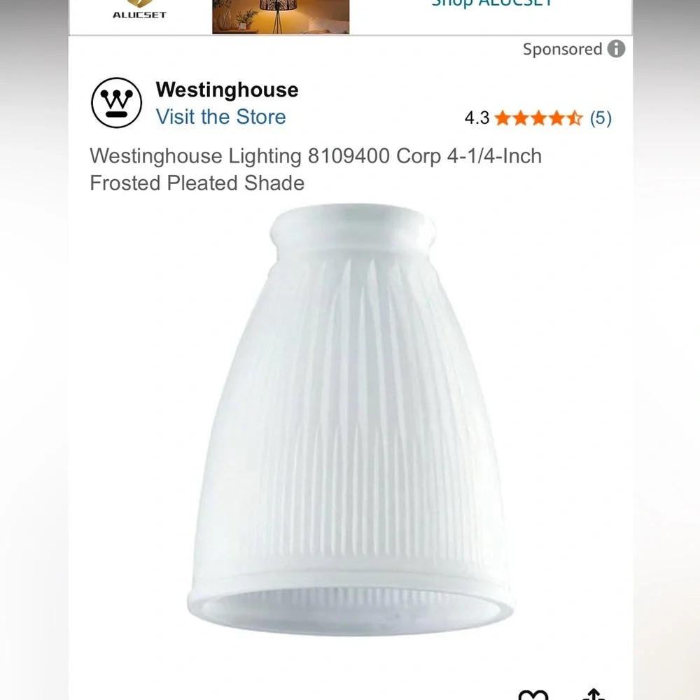 Westinghouse Frosted Pleated Glass Light Shades - Set of 2